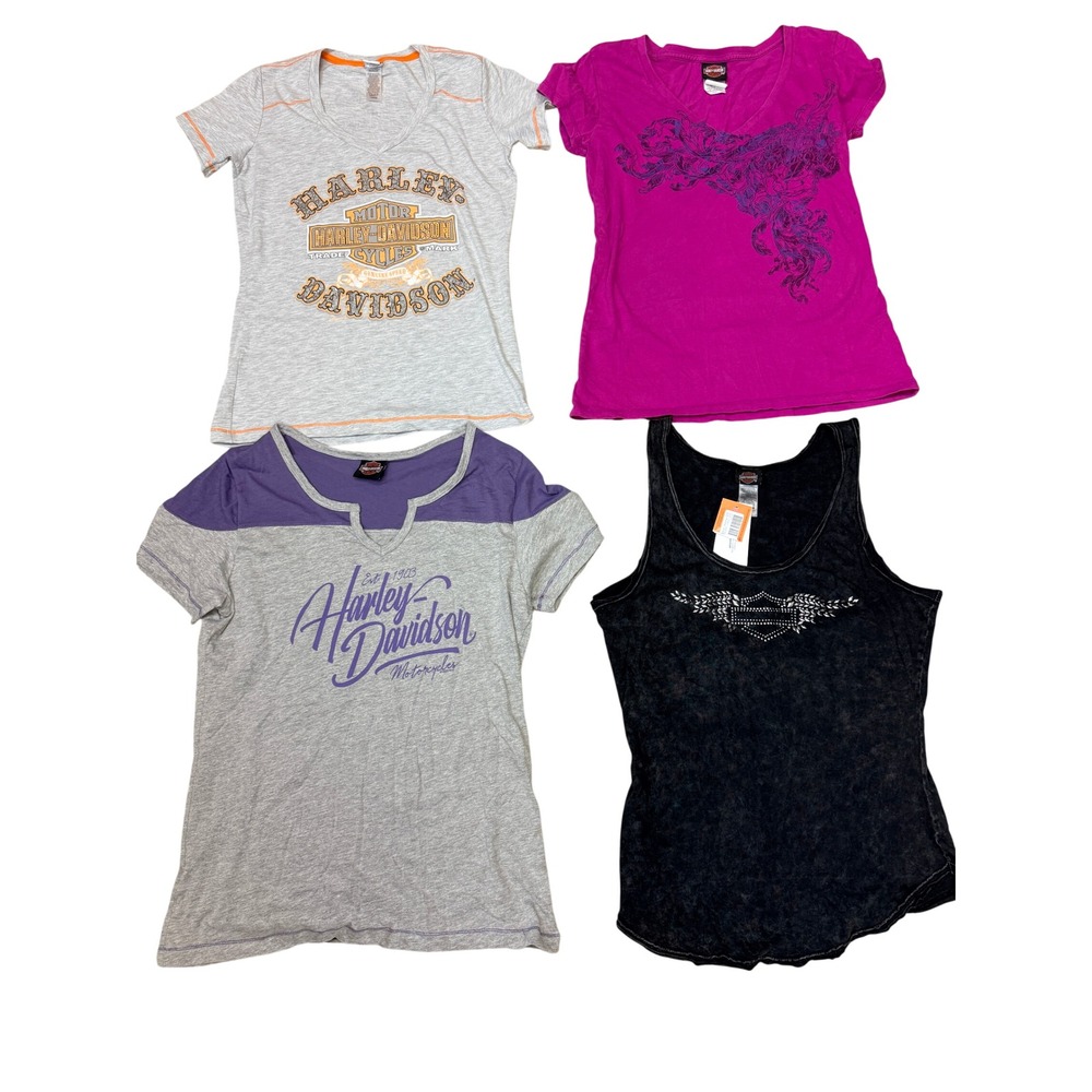 Harley-Davidson Womens Graphic Tee Bundle Lot 4 Maui Peoria Size Large - BK